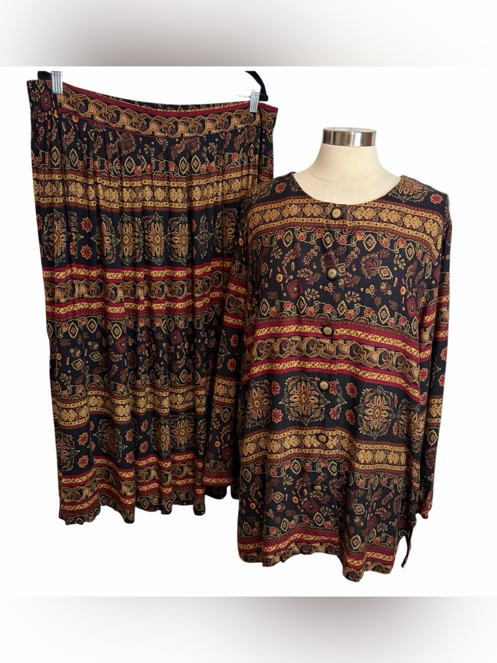 STUDIO C II Boho Print 2-Piece MIDI Skirt Set, Size 22
